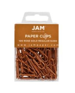 JAM Paper Paper Clips, 1-1/4in, 25-Sheet Capacity, Rose Gold, Pack Of 100 Paper Clips