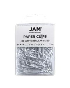 JAM Paper Paper Clips, 1-1/4in, 25-Sheet Capacity, White, Pack Of 100 Paper Clips