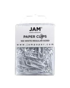 JAM Paper Paper Clips, 1-1/4in, 25-Sheet Capacity, White, Pack Of 100 Paper Clips