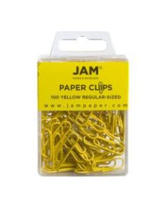 JAM Paper Paper Clips, 1-1/4in, 25-Sheet Capacity, Yellow, Pack Of 100 Paper Clips