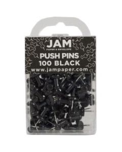 JAM Paper Pushpins, 1/2in, Black, Pack Of 100 Pushpins