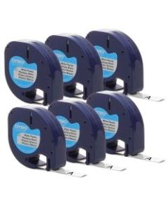 DYMO LetraTag Labelmaker Plastic Labels, 1/2inW x 13L , White, Pack Of 6
