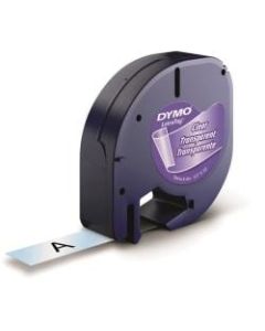 DYMO LetraTag Labelmaker Plastic Labels, 1/2inW x 13L , Clear, Pack Of 6