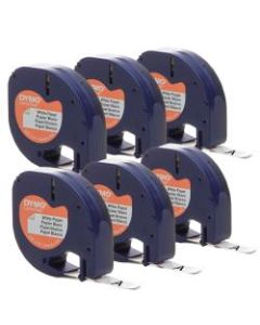 DYMO LetraTag Labelmaker Paper Labels, 1/2inW x 13L , White, Pack Of 6