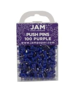 JAM Paper Pushpins, 1/2in, Purple, Pack Of 100 Pushpins
