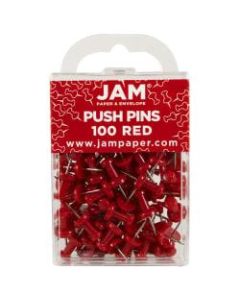 JAM Paper Pushpins, 1/2in, Red, Pack Of 100 Pushpins