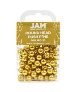 JAM Paper Pushpins, Round, 1/2in, Rose Gold, Pack Of 100 Pushpins