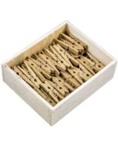 JAM Paper Wood Clip Clothespins, 1-1/8in, Gold, Box Of 50 Clothespins