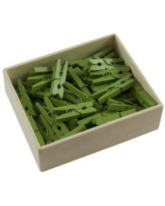 JAM Paper Wood Clip Clothespins, 1-1/8in, Green, Box Of 50 Clothespins
