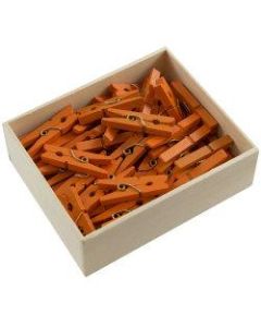 JAM Paper Wood Clip Clothespins, 1-1/8in, Orange, Box Of 50 Clothespins