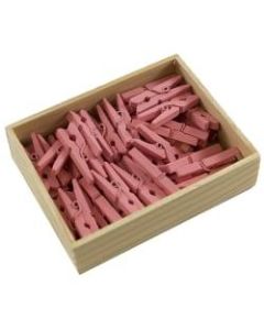 JAM Paper Wood Clip Clothespins, 1-1/8in, Pink, Box Of 50 Clothespins
