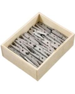 JAM Paper Wood Clip Clothespins, 1-1/8in, Silver, Box Of 50 Clothespins