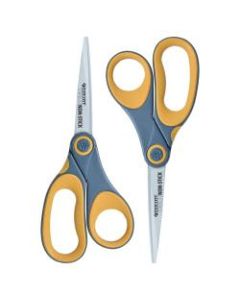 Westcott Titanium Bonded Non-Stick Scissors, 8in, Pointed, Gray/Yellow, Pack Of 2