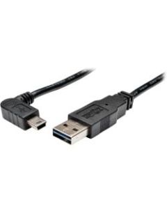 Tripp Lite 3ft USB 2.0 High Speed Cable Reversible A to Right Angle 5Pin Mini B M/M - USB for Camera, PDA, Cellular Phone - 3 ft - 1 x Type A Male USB - 1 x Type B Male Mini USB - Nickel Plated, Gold-plated Contacts - Shielding - Black"