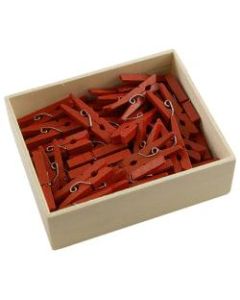 JAM Paper Wood Clip Clothespins, 7/8in, Red, Box Of 50 Clothespins