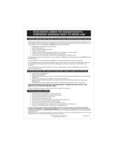 ComplyRight State Specialty Poster, Temporary Workers Right To Know Law, English, Massachusetts, 8 1/2in x 11in