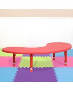Flash Furniture Half-Moon Plastic Height-Adjustable Activity Table, 23-3/4inH x 35inW x 65inD, Red