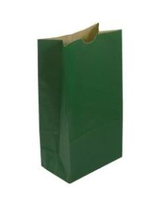 JAM Paper Kraft Lunch Bags, 11inH x 6inW x 3-3/4inD, Dark Green, Box Of 500 Bags