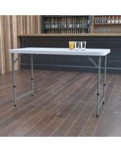 Flash Furniture Height-Adjustable Bi-Fold Plastic Folding Table, 29-1/4inH x 23-3/4inW x 47-3/4inD, Granite White