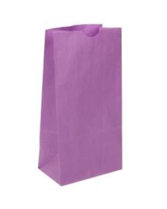 JAM Paper Small Kraft Lunch Bags, 8inH x 4-1/8inW x 2-1/4in, Purple, Pack Of 500 Bags