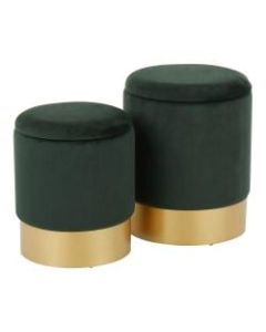 LumiSource Marla Nesting Ottomans, Gold/Green, Set Of 2 Ottomans