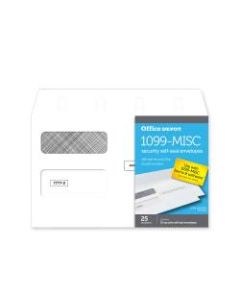 Office Depot Brand Double-Window Self-Seal Envelopes For Form 1099, 5-5/8inH x 9inW, White, Pack Of 25 Envelopes