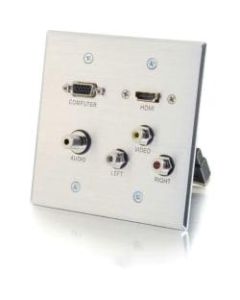 C2G HDMI, VGA, 3.5mm, Composite Video & Stero Audio Pass Through Wall Plate - Aluminum - 1 x HDMI Port(s) - 1 x Mini-phone Port(s) - 1 x VGA Port(s)