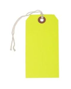 JAM Paper Medium Gift Tags, 4-3/4in x 2-3/8in, Neon Yellow, Pack Of 10 Tags