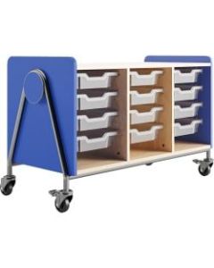 Safco Whiffle Triple-Column 12-Drawer Rolling Storage Cart, 27-1/4inH x 43-1/4inW x 19-3/4inD, Spectrum Blue