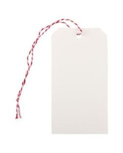 JAM Paper Medium Gift Tags, 4-3/4in x 2-3/8in, White/Red, Pack Of 10 Tags