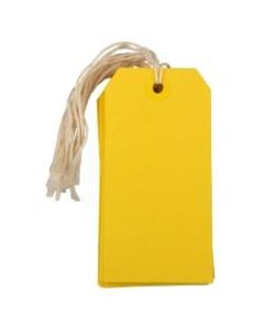 JAM Paper Medium Gift Tags, 4-3/4in x 2-3/8in, Yellow, Pack Of 10 Tags