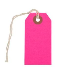 JAM Paper Small Gift Tags, 3-1/4in x 1-9/16in, Neon Pink, Pack Of 10 Tags