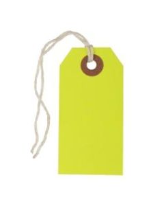 JAM Paper Small Gift Tags, 3-1/4in x 1-9/16in, Neon Yellow, Pack Of 10 Tags