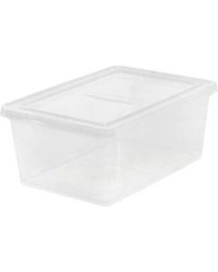 IRIS 17-quart Storage Box - External Dimensions: 17.5in Length x 12in Width x 17.5in Depth x 7in Height - 4.25 gal - Snap-in Lid Closure - Stackable - Plastic - Clear - For Scissors, Notebook, Office Supplies, Sweater, Purse, Towel, Stapler - 1 / Each