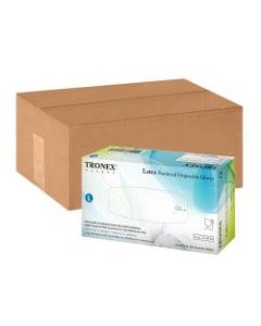 Tronex Disposable Powdered Latex Gloves, Large, Natural, 100 Gloves Per Pack, Box Of 10 Packs
