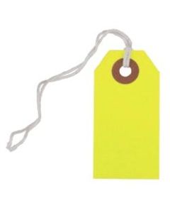 JAM Paper Tiny Gift Tags, 3-3/8in x 2-3/4in, Neon Yellow, Pack Of 10 Tags