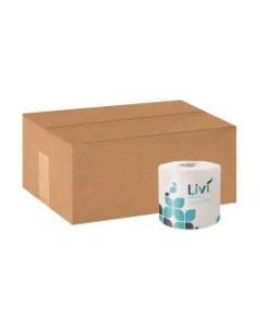 Livi Leaf VPG Bath Tissue - 2 Ply - 4.49in x 3.98in - 500 Sheets/Roll - White - Virgin Fiber - Embossed, Absorbent - For Office Building, Restroom - 80 / Carton