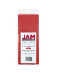 JAM Paper Tissue Paper, 26inH x 20inW x 1/8inD, Red, Pack Of 10 Sheets