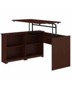 Bush Furniture Cabot 3 Position Sit to Stand Corner Bookshelf Desk, 52inW, Harvest Cherry, Standard Delivery