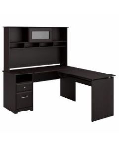 Bush Furniture Cabot 3 Position L Shaped Sit to Stand Desk with Hutch, 60inW, Espresso Oak, Standard Delivery