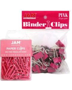 JAM Paper Clips Combo Kit, Regular/Small, Pink