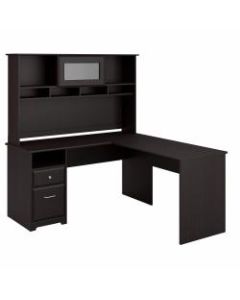Bush Furniture Cabot L Shaped Computer Desk with Hutch and Drawers, 60inW, Espresso Oak, Standard Delivery