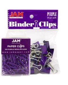 JAM Paper Clips Combo Kit, Regular/Small, Purple