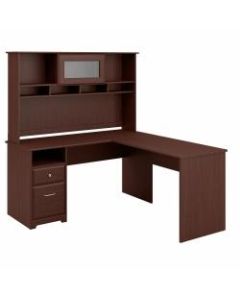 Bush Furniture Cabot L Shaped Computer Desk with Hutch and Drawers, 60inW, Harvest Cherry, Standard Delivery