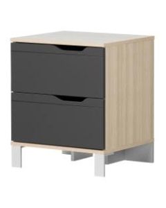 South Shore Kanagane 2-Drawer Nightstand, 23inH x 19-1/2inW x 17inD, Soft Elm/Matte Charcoal