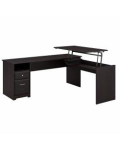 Bush Furniture Cabot 3 Position L Shaped Sit to Stand Desk, 72inW, Espresso Oak, Standard Delivery
