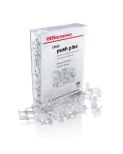 Office Depot Brand Pushpins, Round, 1/2in, Clear, Pack Of 200