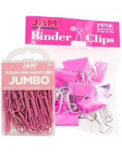 JAM Paper Clips Combo Kit, Jumbo/Medium, Pink