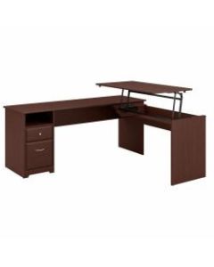 Bush Furniture Cabot 3 Position L Shaped Sit to Stand Desk, 72inW, Harvest Cherry, Standard Delivery