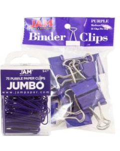 JAM Paper Clips Combo Kit, Jumbo/Medium, Purple